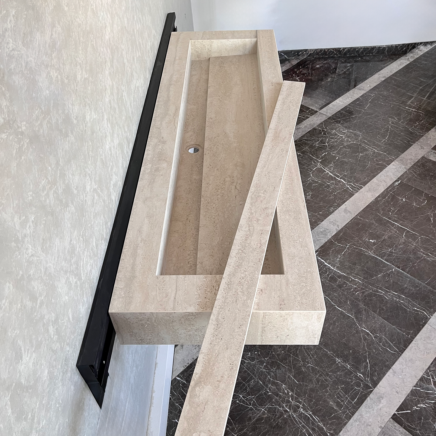 HANDCRAFTED INFINITY TRAVERTINO CHIARO HIGH ENGINEERED PORCELAIN SINK (ES-076)