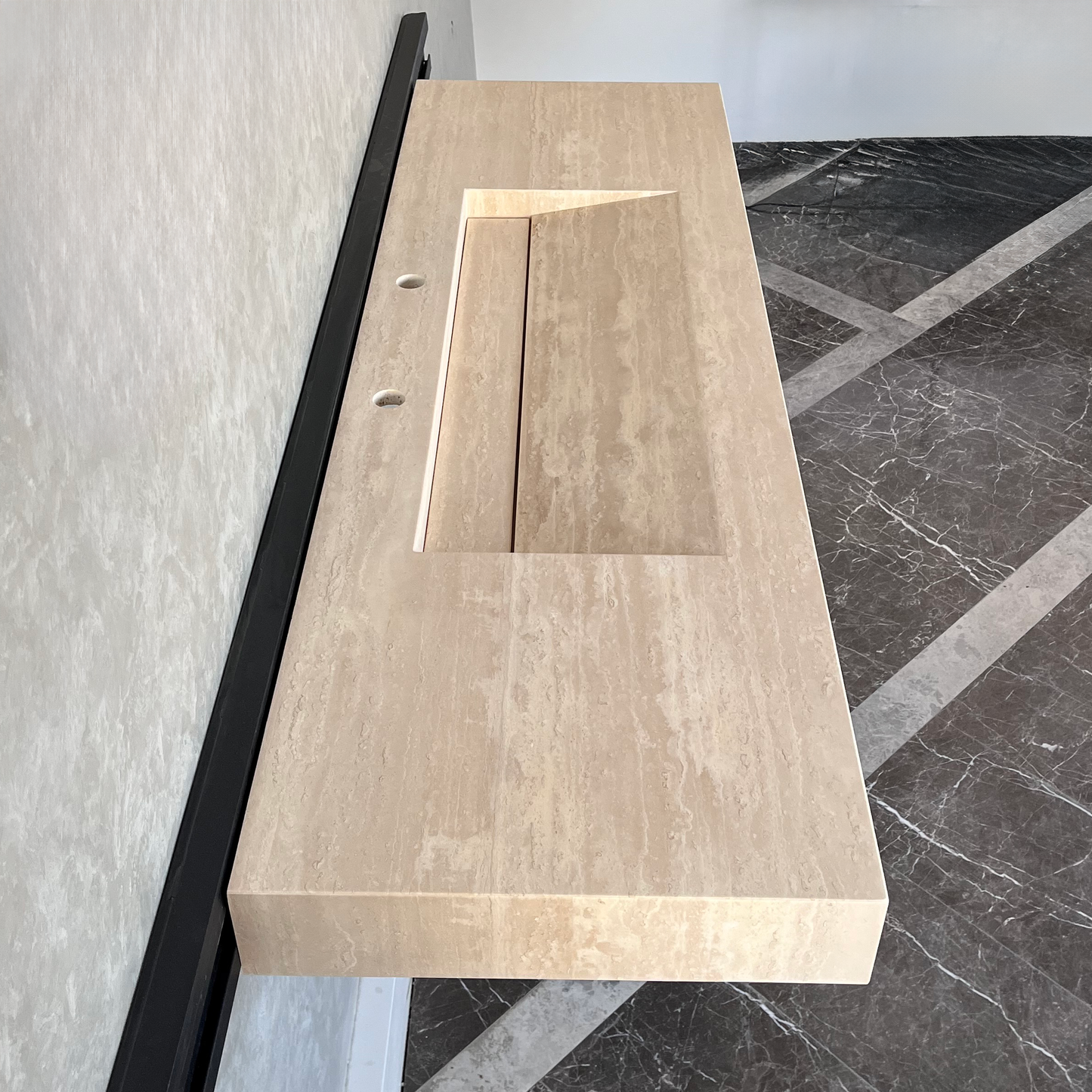 HANDCRAFTED CUSTOM TRAVERTINE SINK (TR-072)