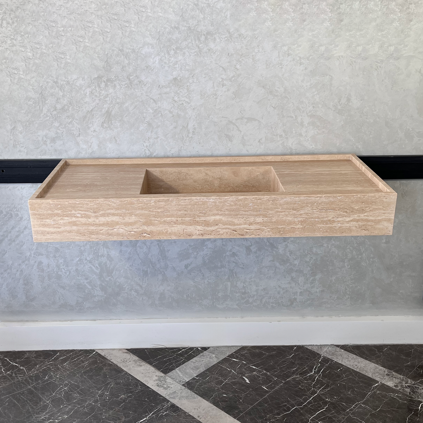 HANDCRAFTED CUSTOM TRAVERTINE SINK (TR-074)