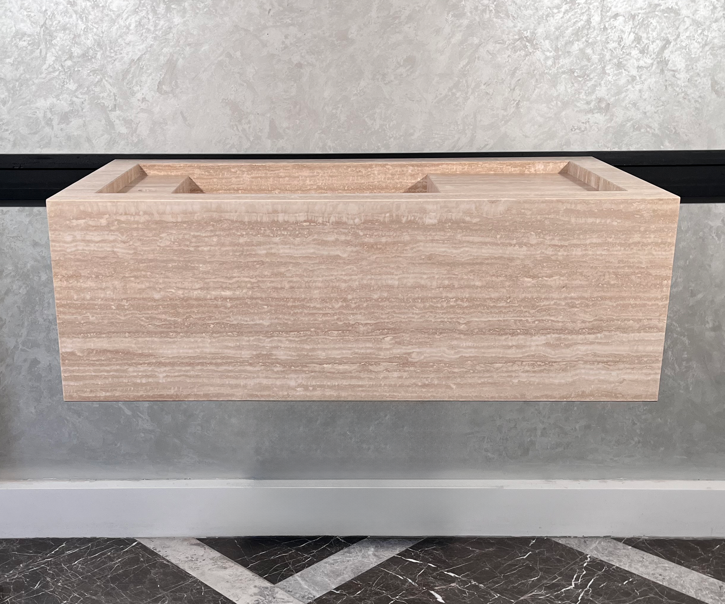 HANDCRAFTED CUSTOM BEIGE TRAVERTINE SINK (TR-087)