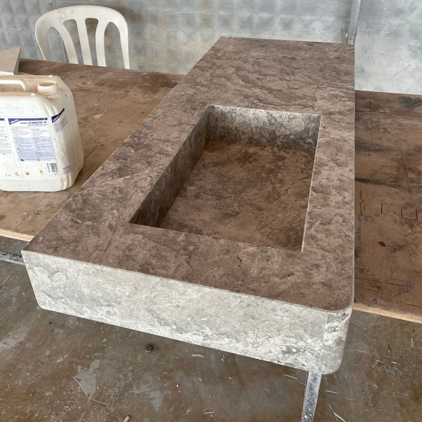 HANDCRAFTED CUSTOM TUNDRA GREY MARBLE SINK (NS-073)