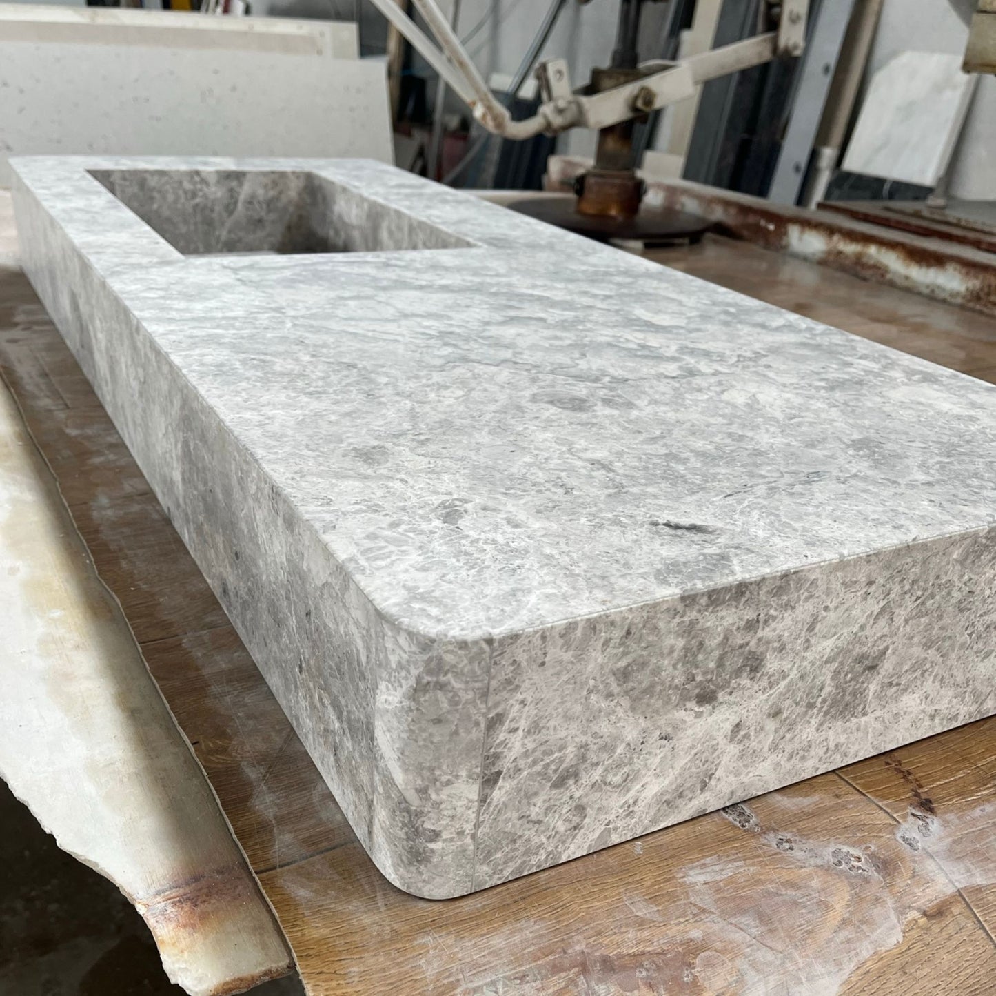 HANDCRAFTED CUSTOM TUNDRA GREY MARBLE SINK (NS-073)