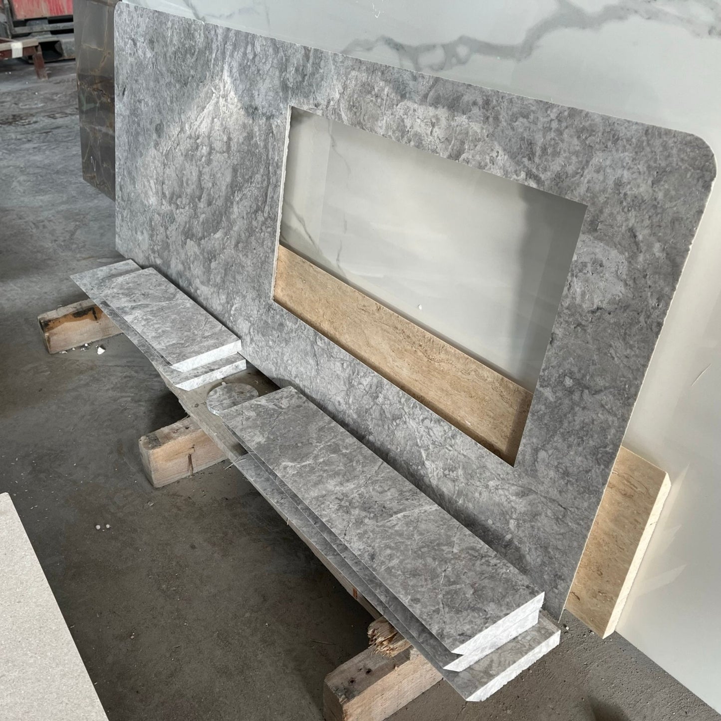 HANDCRAFTED CUSTOM TUNDRA GREY MARBLE SINK (NS-073)
