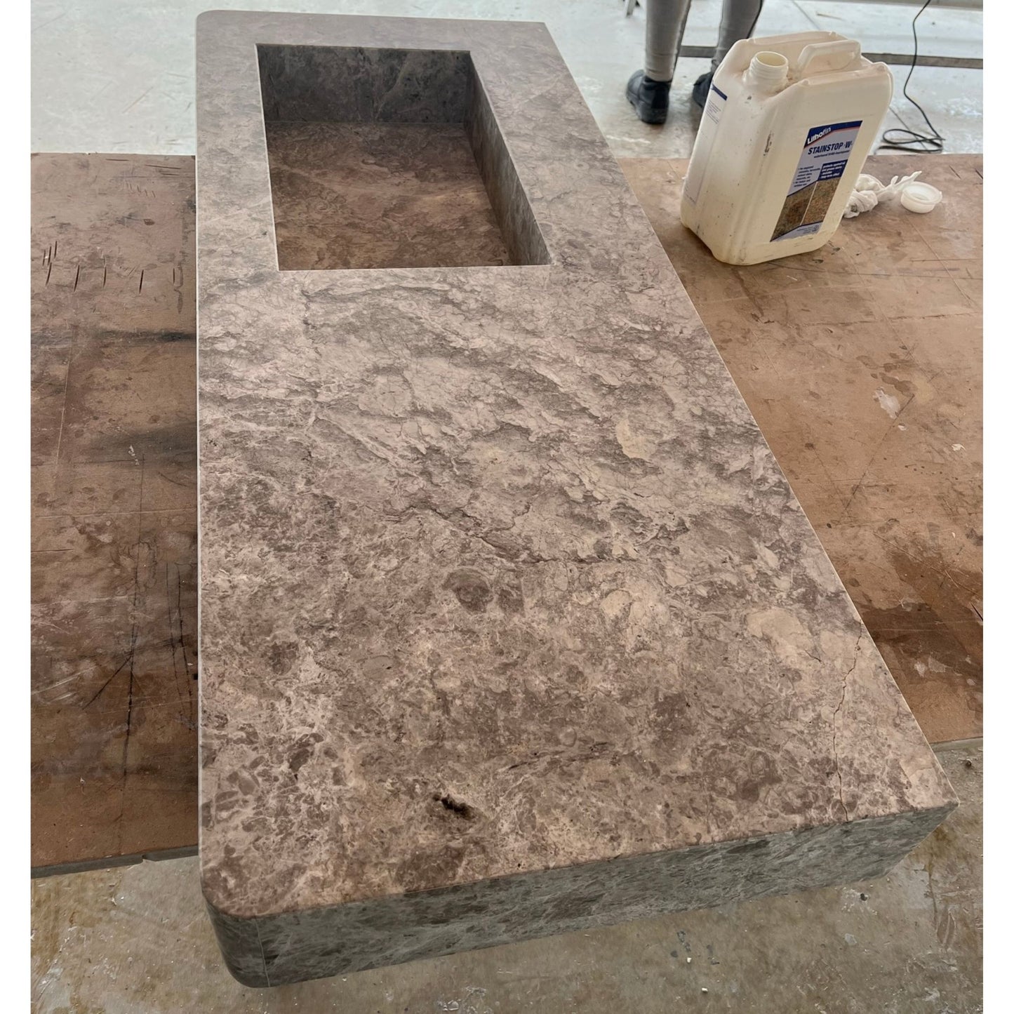 HANDCRAFTED CUSTOM TUNDRA GREY MARBLE SINK (NS-073)