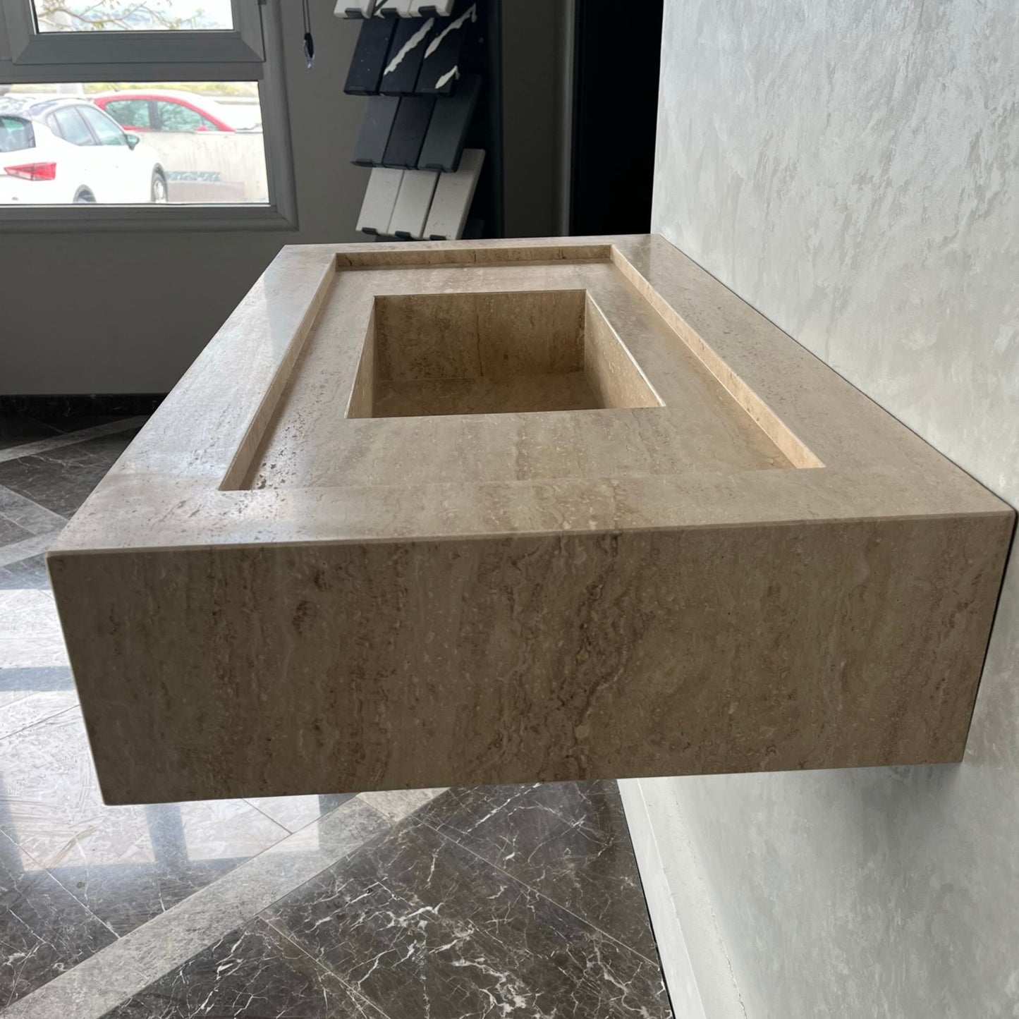 HANDCRAFTED CUSTOM TRAVERTINE SINK (TR-072)
