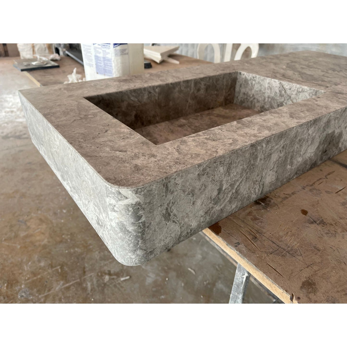 HANDCRAFTED CUSTOM TUNDRA GREY MARBLE SINK (NS-073)