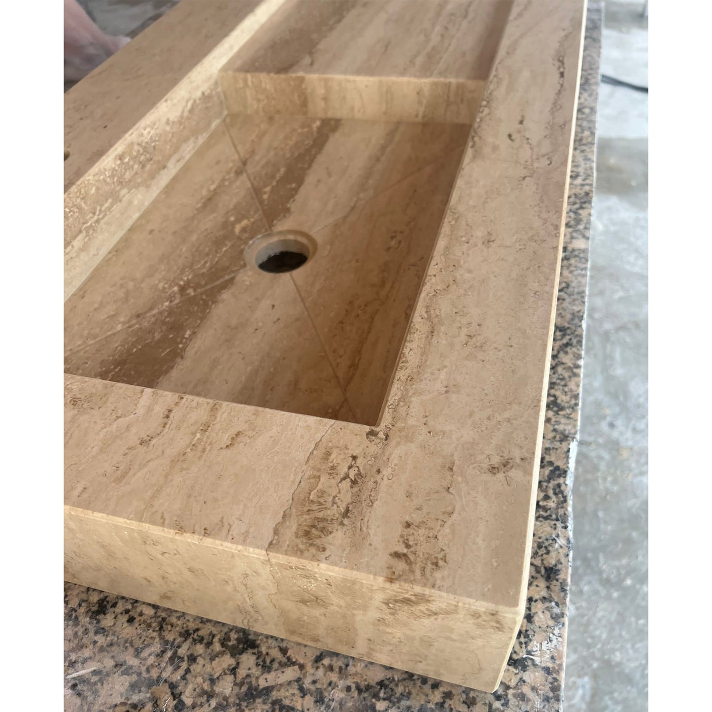 HANDCRAFTED CUSTOM TRAVERTINE SINK - 2 (TR-057)