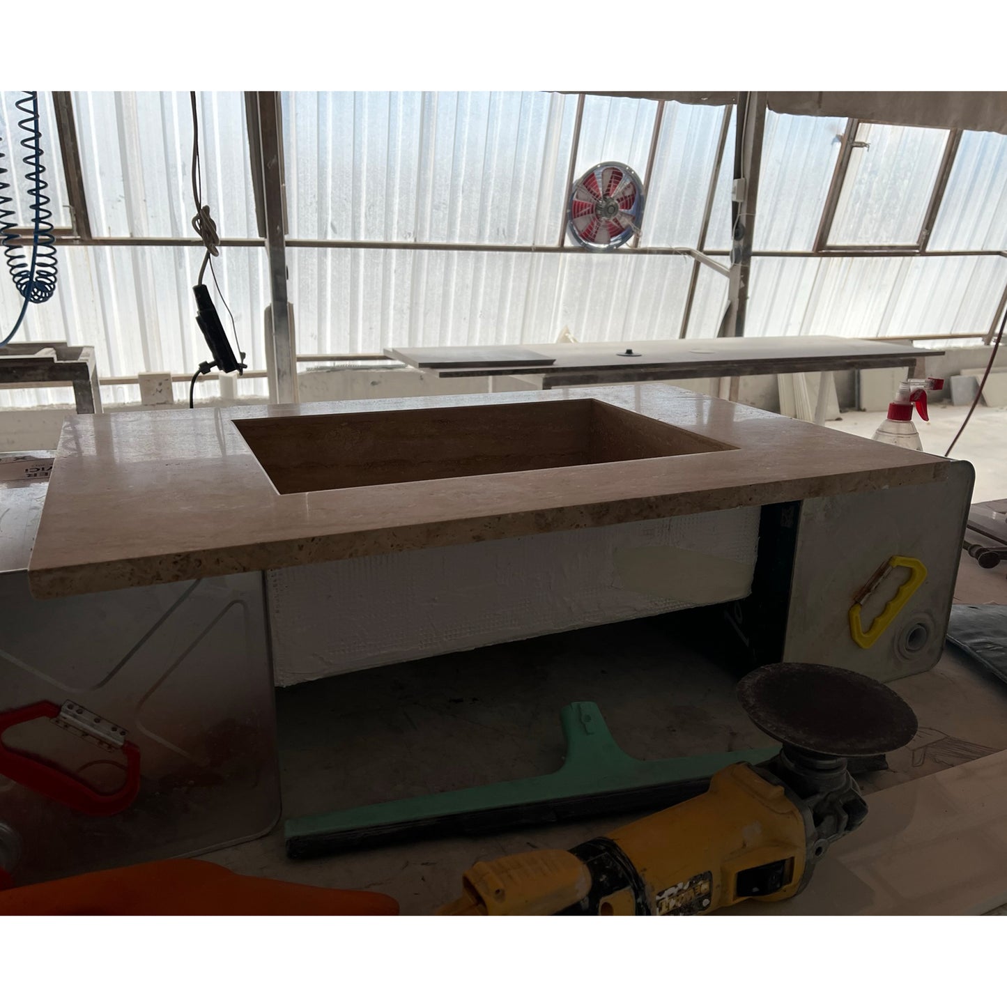 HANDCRAFTED CUSTOM TRAVERTINE SINK - 1