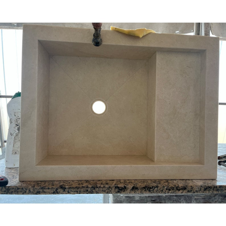 Custom Light Pearl Marble Sink (NS-056)