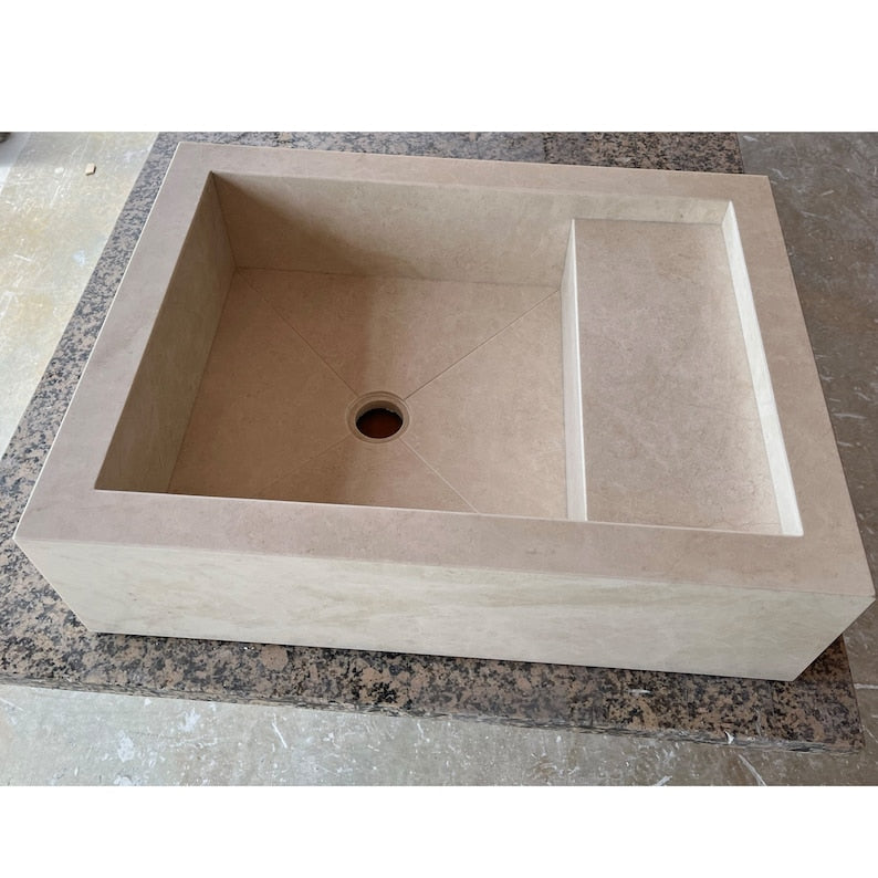 Custom Light Pearl Marble Sink (NS-056)
