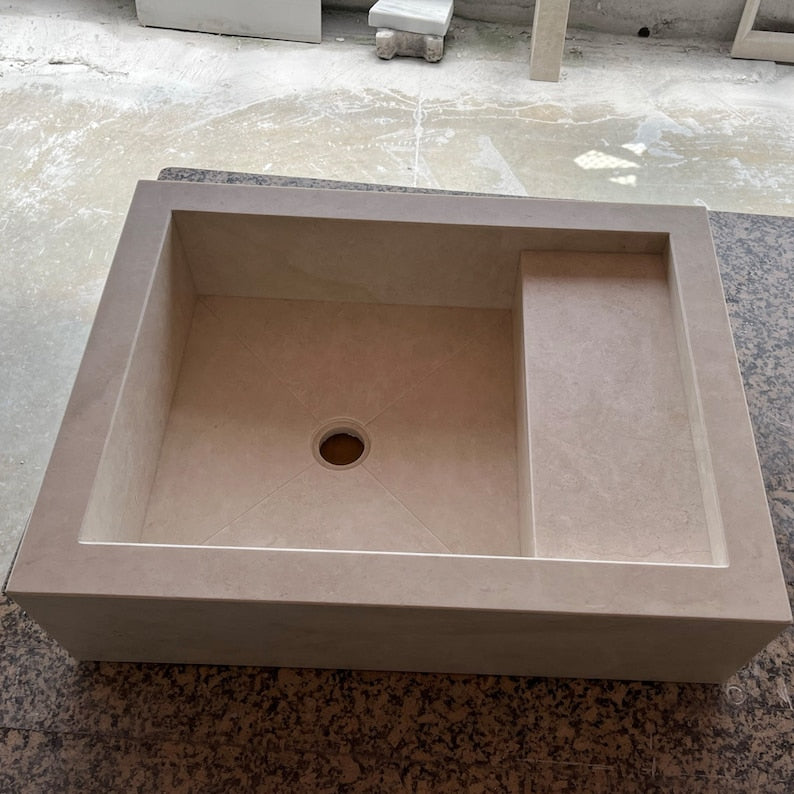 Custom Light Pearl Marble Sink (NS-056)