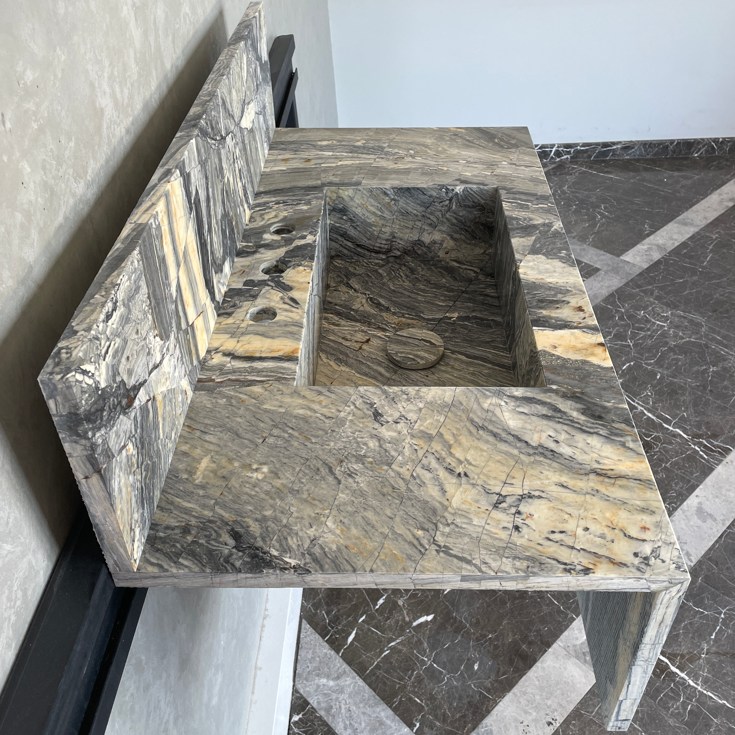 Handmade Vegas Blue Marble Sink: Custom Vanity Top (NS-073)