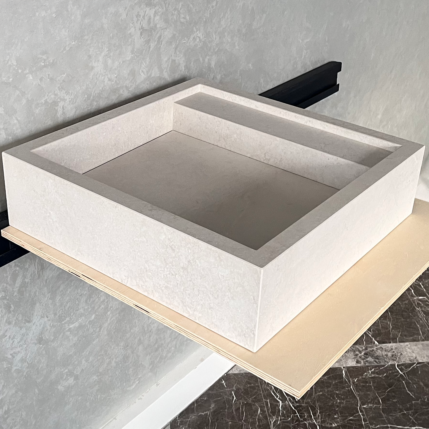 Handmade Infinity Chianca Di Ostuni Porcelain Sink: Marble Look, Custom Bathroom Vanity (ES-048)