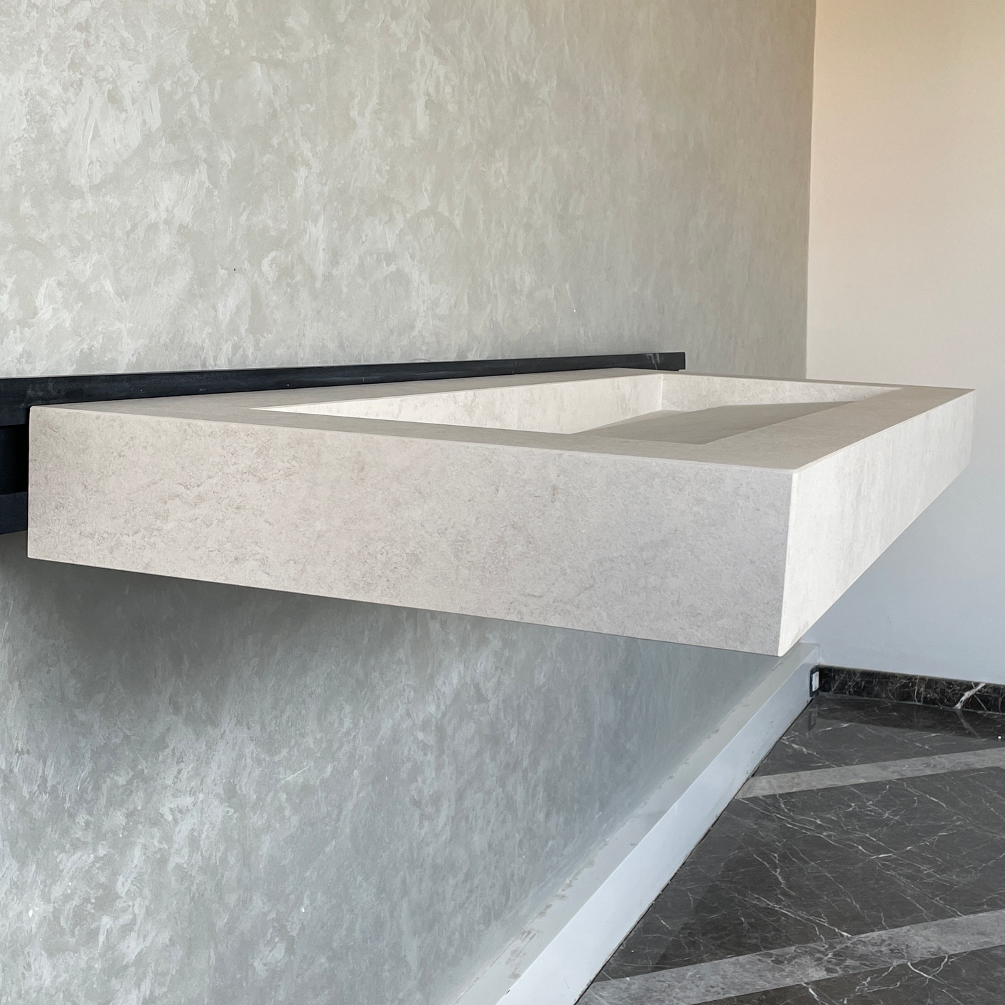 Handmade Infinity Chianca Di Ostuni Porcelain Sink: Marble Look, Custom Bathroom Vanity (ES-49)