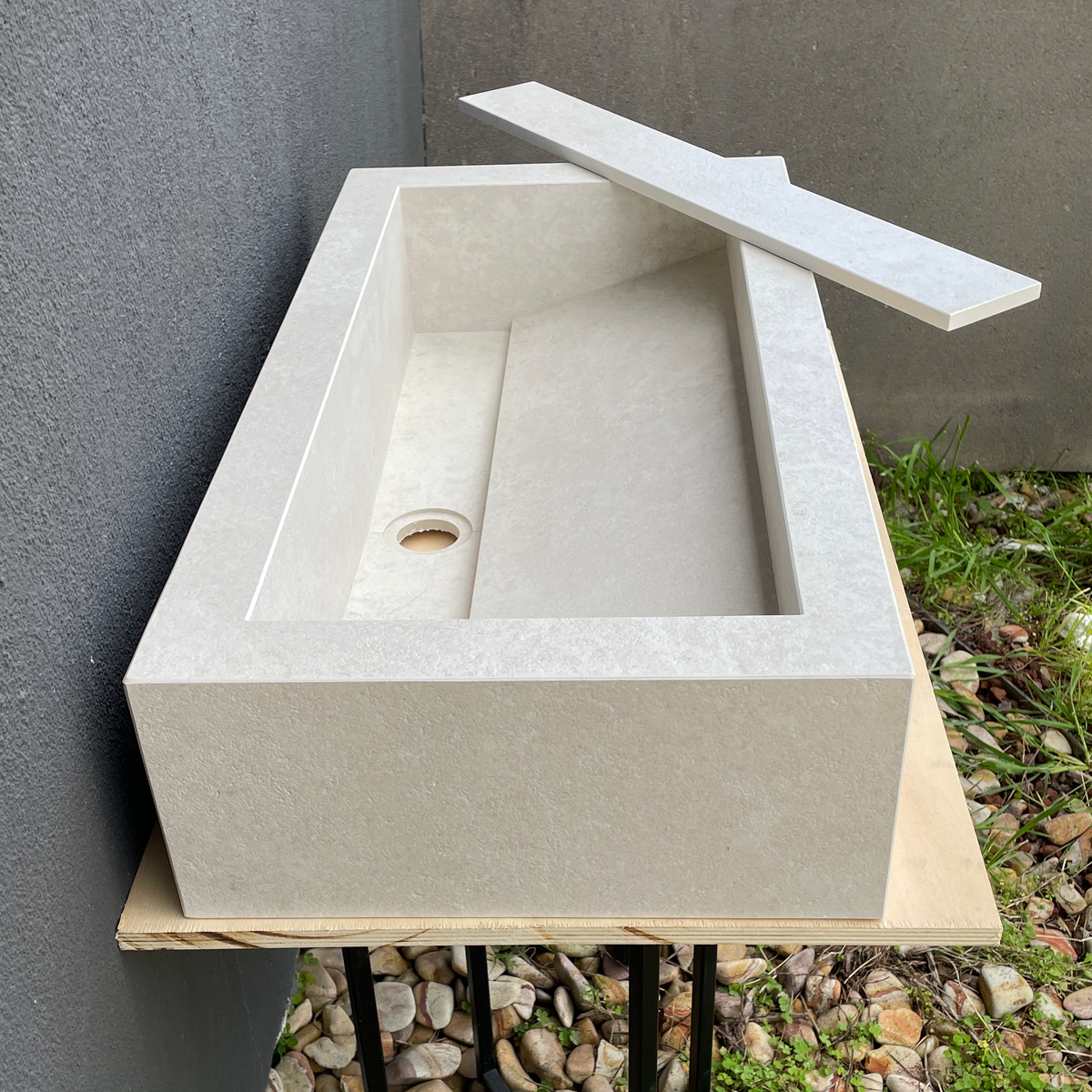 Handmade Infinity Chianca Di Ostuni Porcelain Sink: Marble Look, Custom Bathroom Vanity (ES-047)