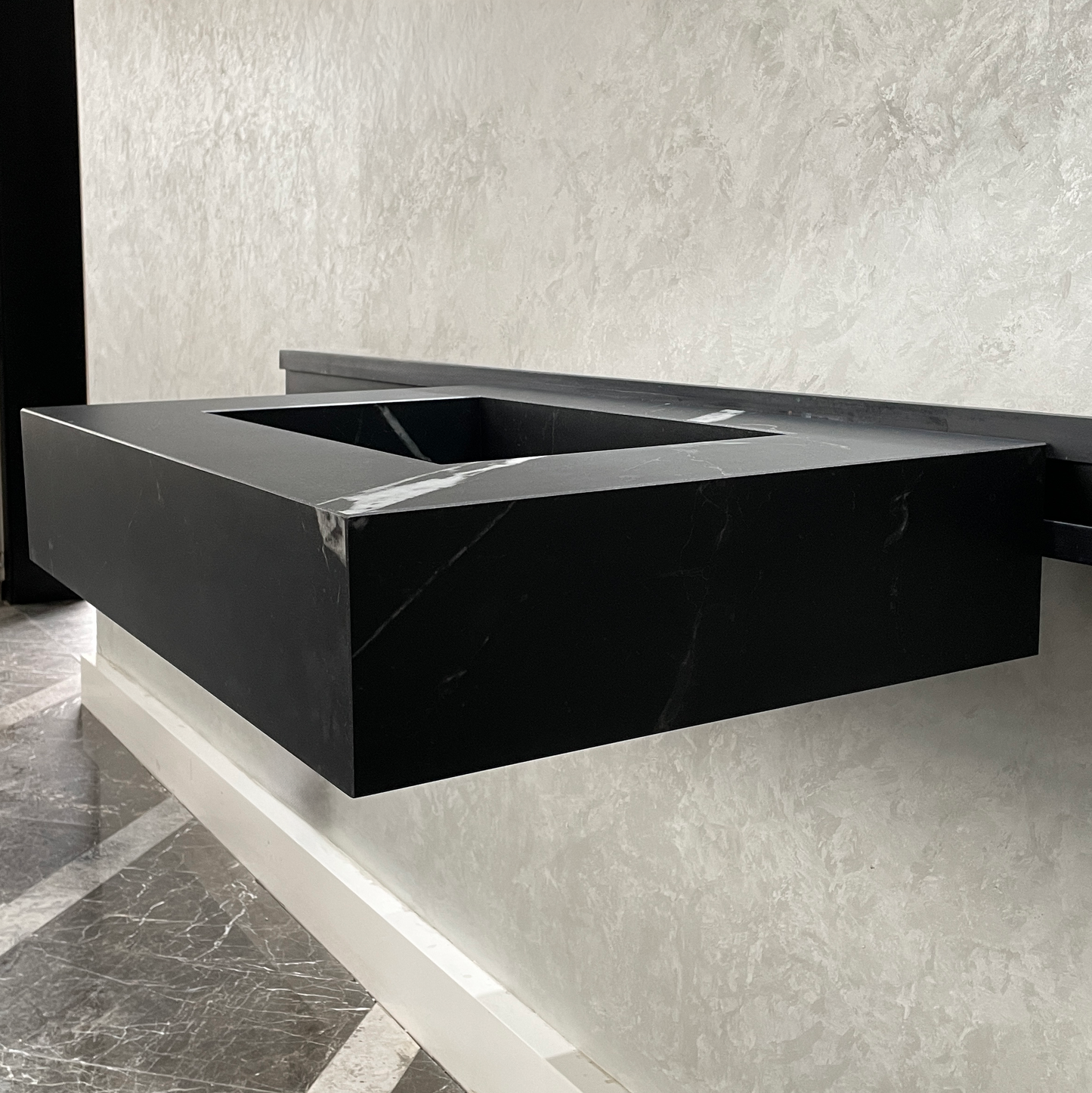 Handmade Lamar Marquina Porcelain Sink: Customizable Modern Bathroom Basin (ES-052)