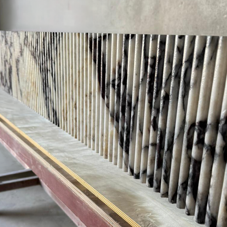 Handmade Calacatta Viola Marble Sink with Fluted Apron: Custom Made Bathroom Basin (NS-141)