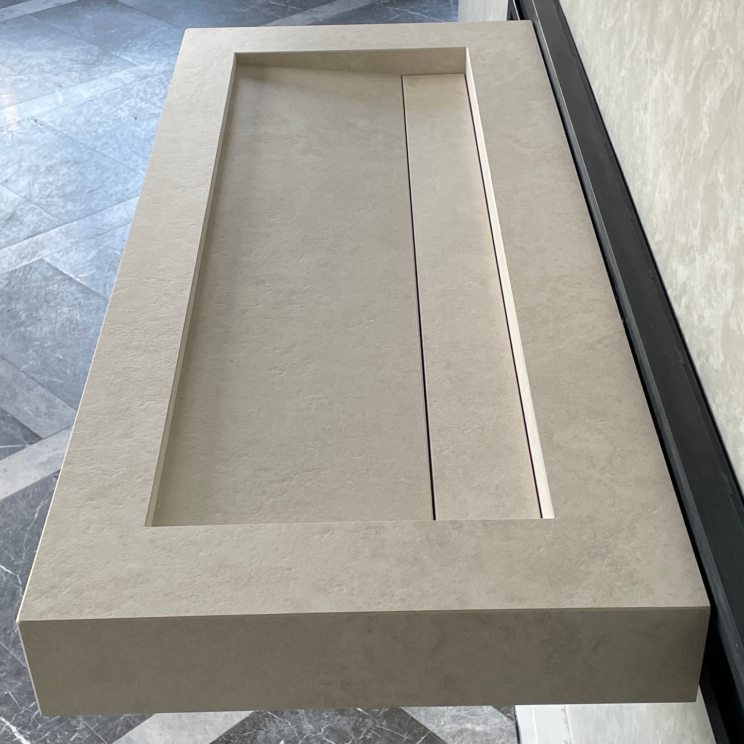 Handmade Infinity Chianca Di Ostuni Porcelain Sink: Marble Look, Custom Bathroom Vanity (ES-49)