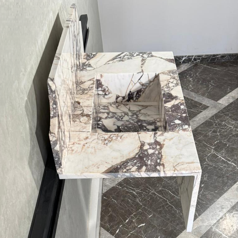Handmade Calacatta Viola Marble Sink: Custom Natural Stone Bathroom Vanity (NS-055)