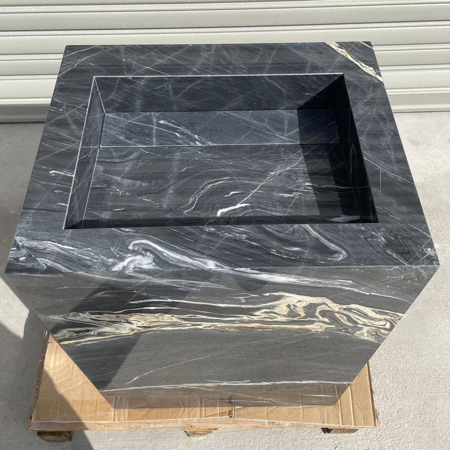 Handmade Nero Picasso Marble Pedestal Sink: Custom Bathroom Vanity (NS-155)