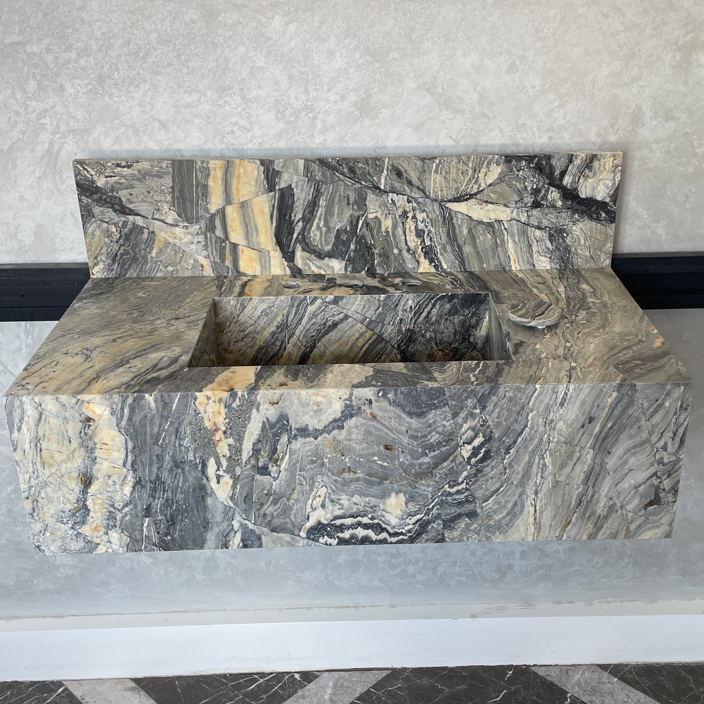 Handmade Vegas Blue Marble Sink: Custom Vanity Top (NS-073)
