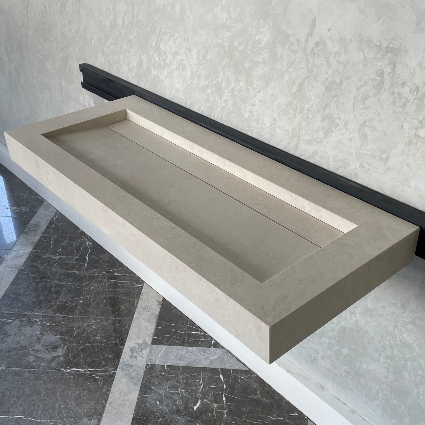 Handmade Infinity Chianca Di Ostuni Porcelain Sink: Marble Look, Custom Bathroom Vanity (ES-49)