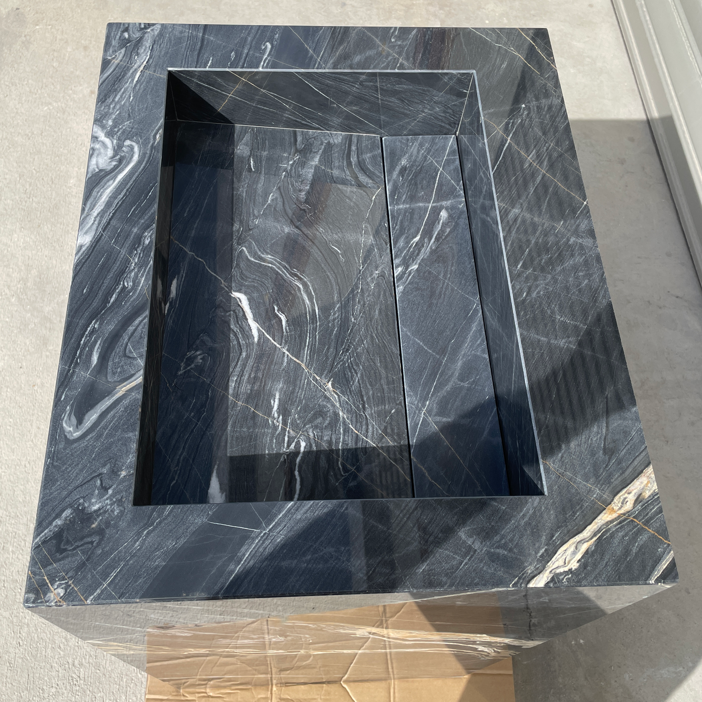 Handmade Nero Picasso Marble Pedestal Sink: Custom Bathroom Vanity (NS-155)