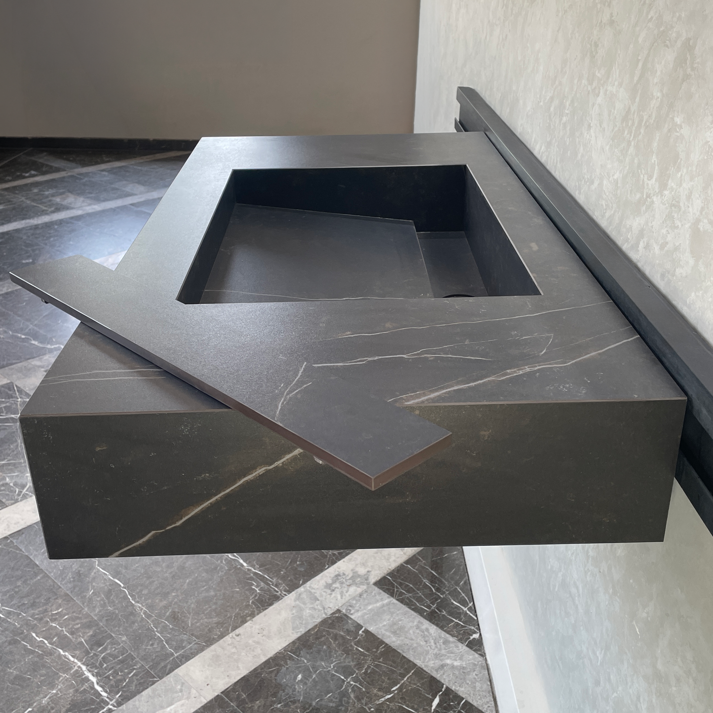 Handcrafted Custom Dekton Kelya Porcelain Bathroom Sink: Custom Vanity Top or Wall Mount (ES-075)