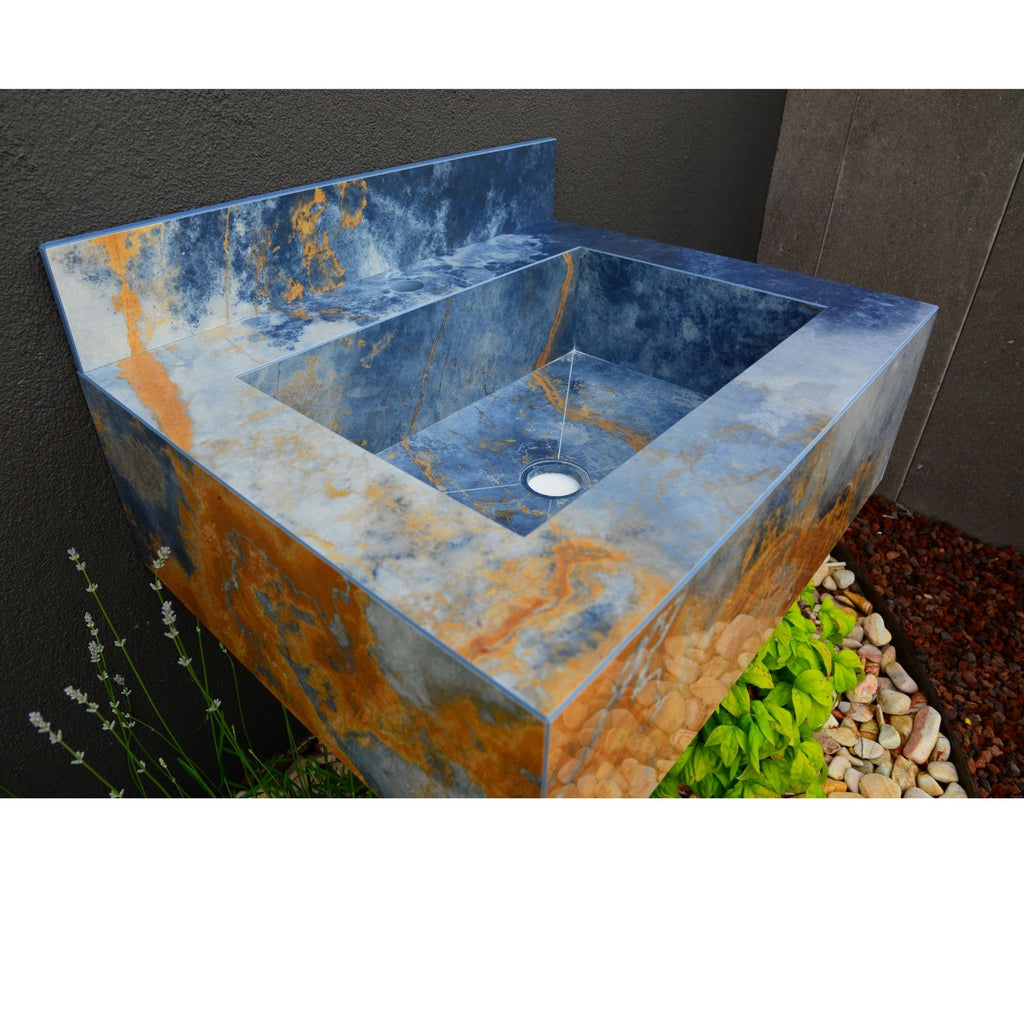 HANDCRAFTED OCEAN BLUE HIGH ENGINEERED STONE SINK
