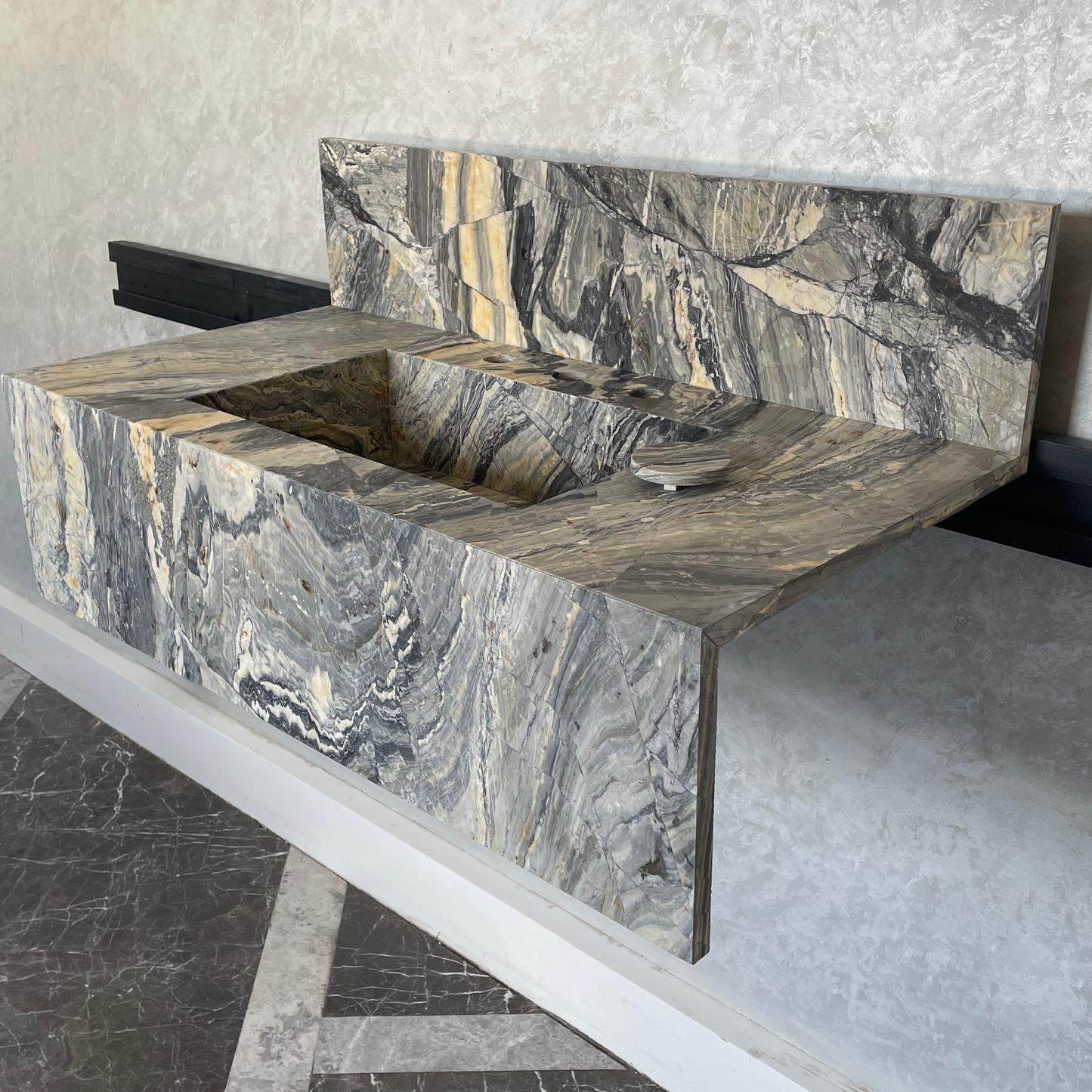 Handmade Vegas Blue Marble Sink: Custom Vanity Top (NS-073)