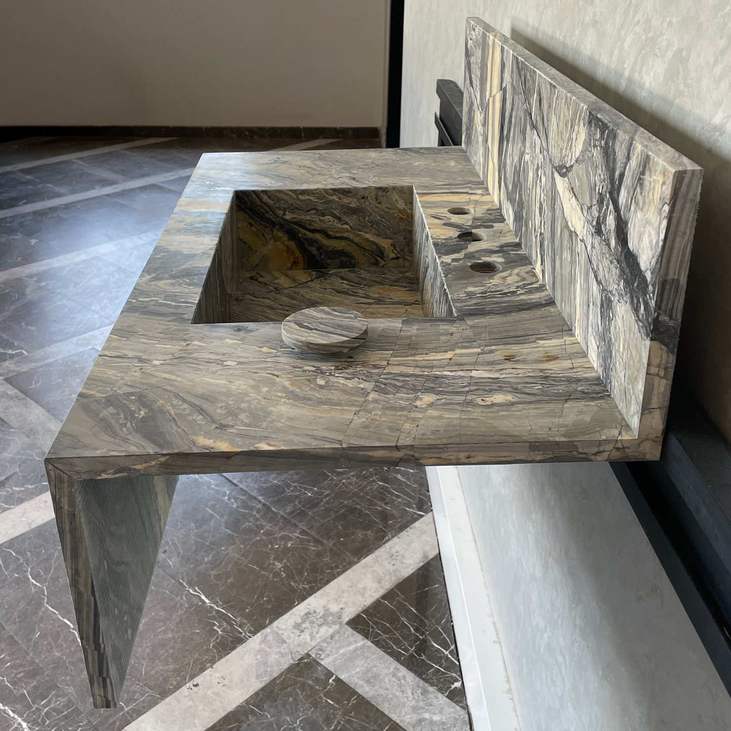 Handmade Vegas Blue Marble Sink: Custom Vanity Top (NS-073)