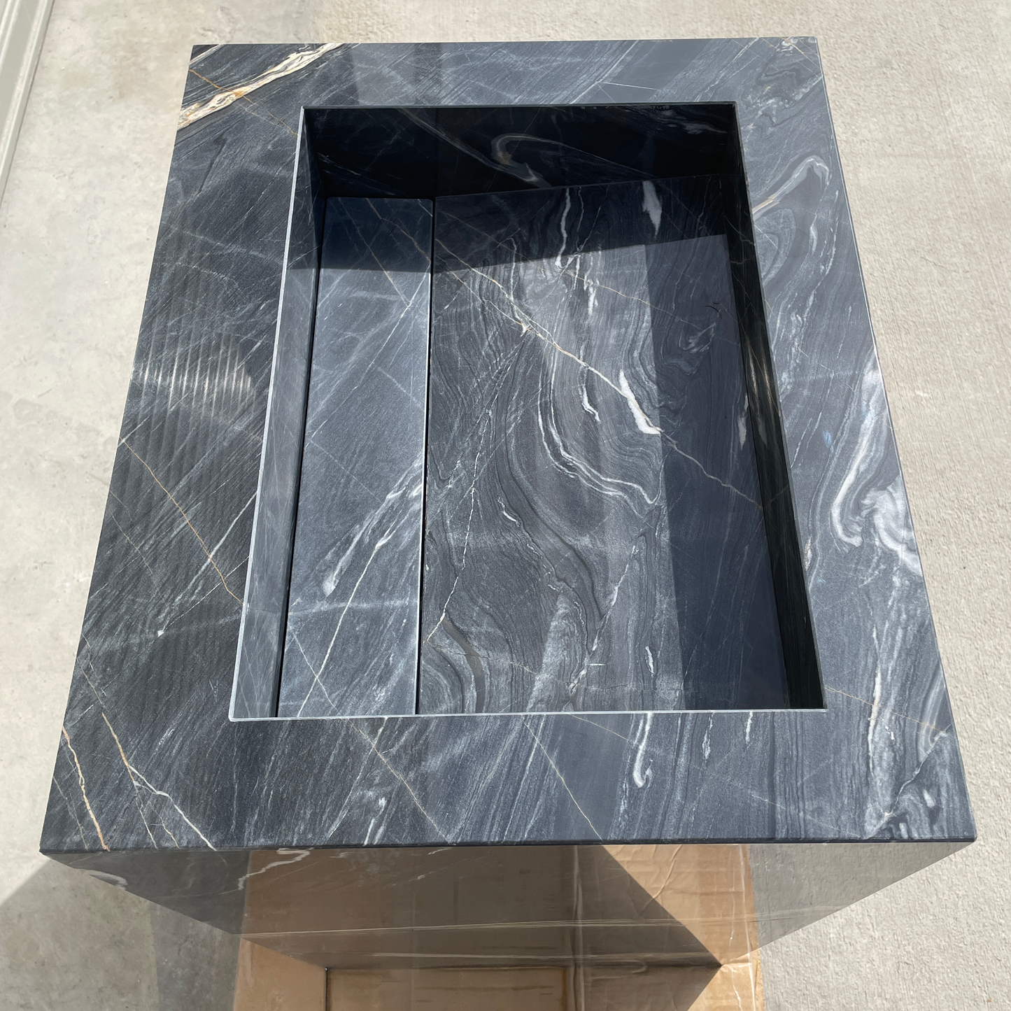 Handmade Nero Picasso Marble Pedestal Sink: Custom Bathroom Vanity (NS-155)
