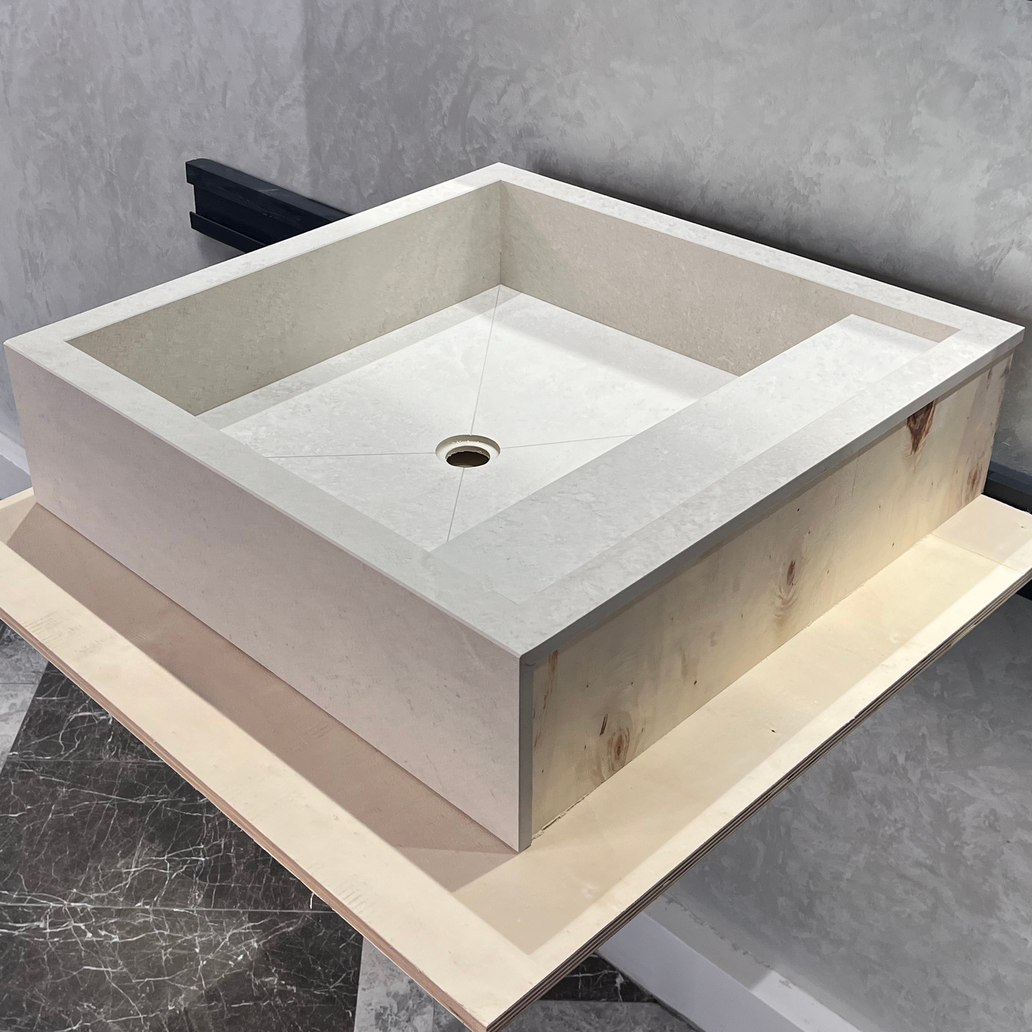 Handmade Infinity Chianca Di Ostuni Porcelain Sink: Marble Look, Custom Bathroom Vanity (ES-048)