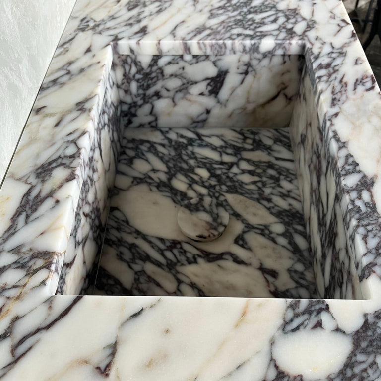HANDCRAFTED CUSTOM CALACATTA VIOLA MARBLE SINK (NS-082)