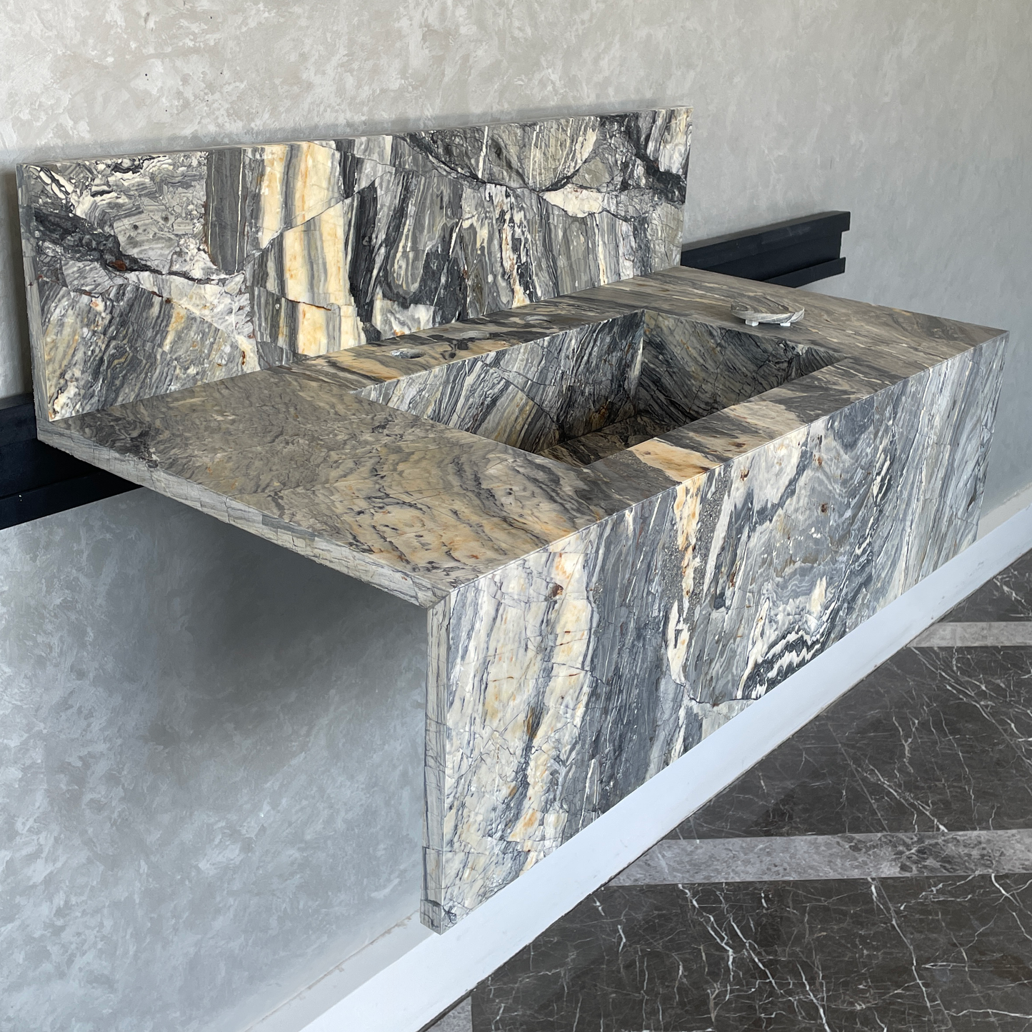 Handmade Vegas Blue Marble Sink: Custom Vanity Top (NS-073)