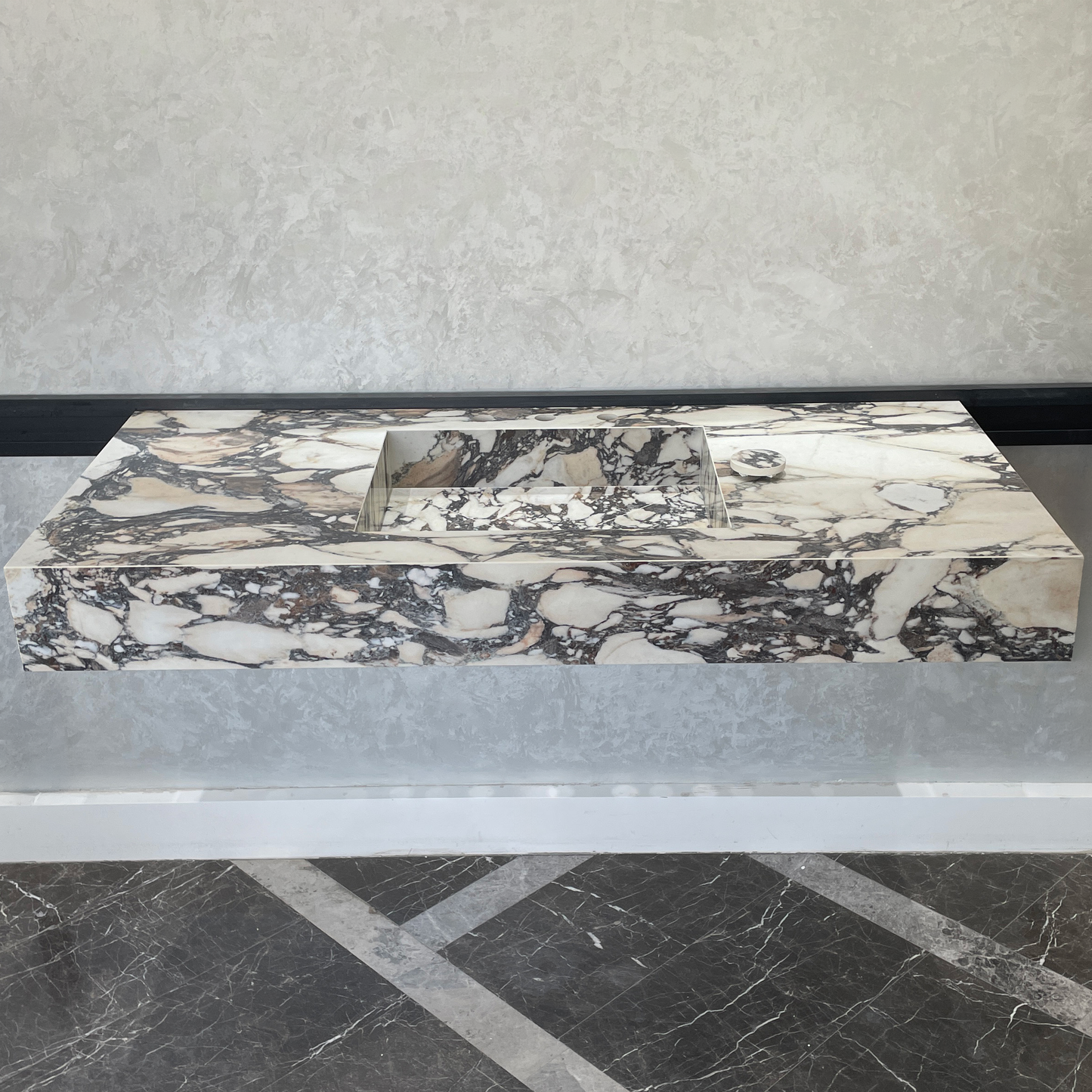Handcrafted Calacatta Viola Porcelain Sink: Custom Vanity Top (ES-071)