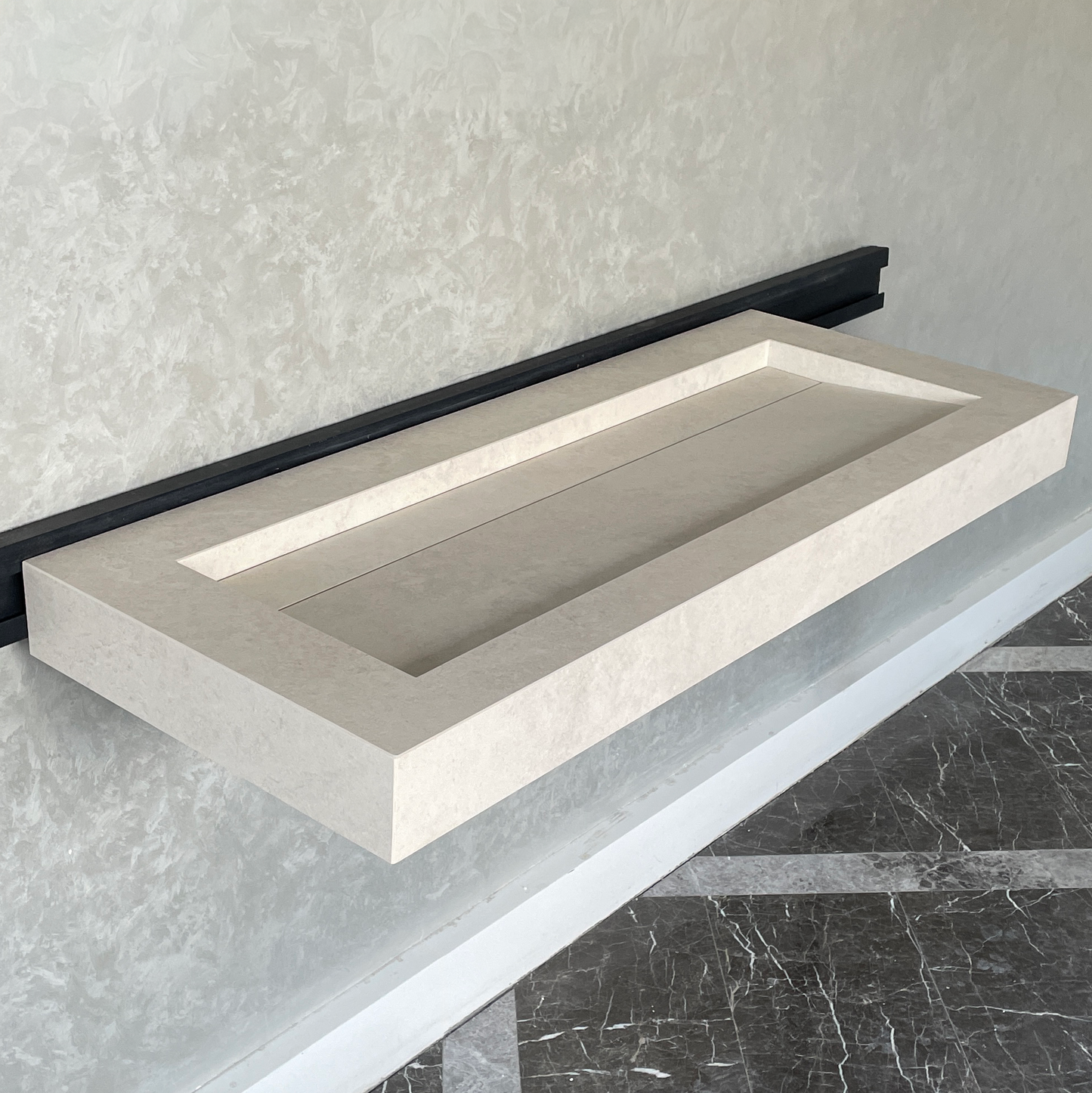 Handmade Infinity Chianca Di Ostuni Porcelain Sink: Marble Look, Custom Bathroom Vanity (ES-49)