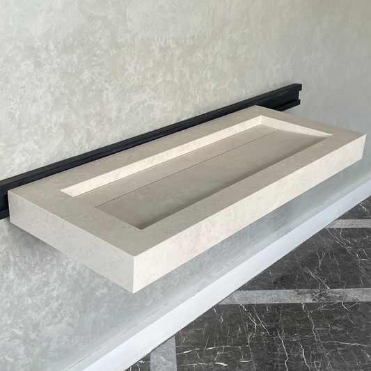 Handmade Infinity Chianca Di Ostuni Porcelain Sink: Marble Look, Custom Bathroom Vanity (ES-49)