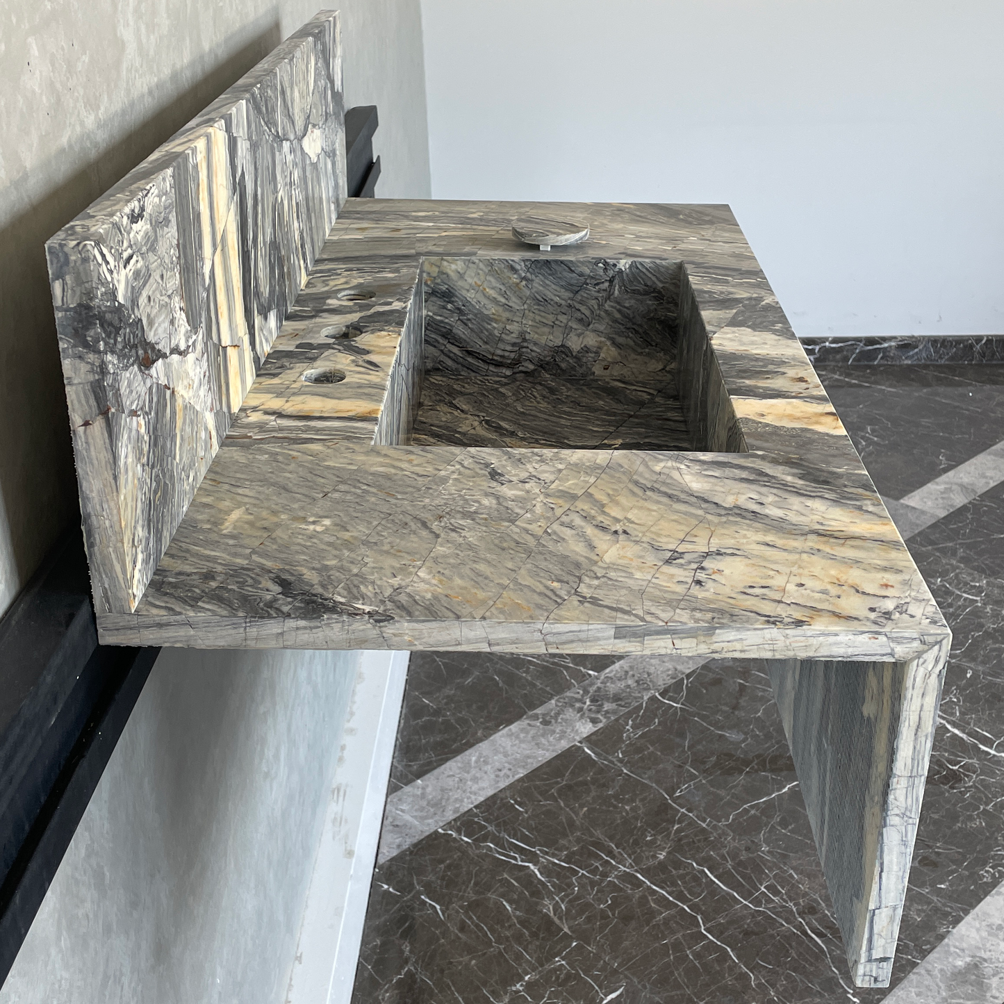 Handmade Vegas Blue Marble Sink: Custom Vanity Top (NS-073)