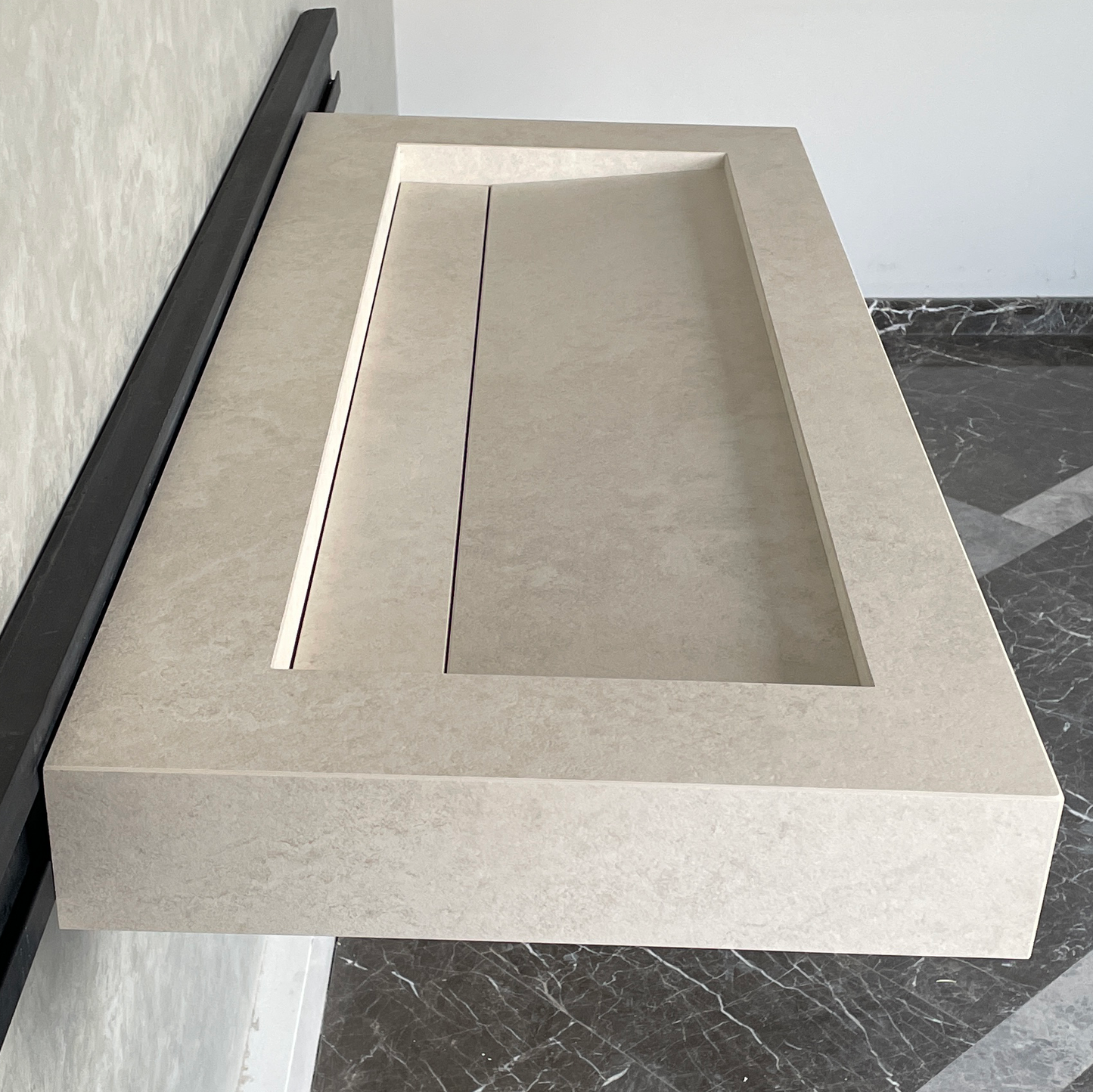 Handmade Infinity Chianca Di Ostuni Porcelain Sink: Marble Look, Custom Bathroom Vanity (ES-49)