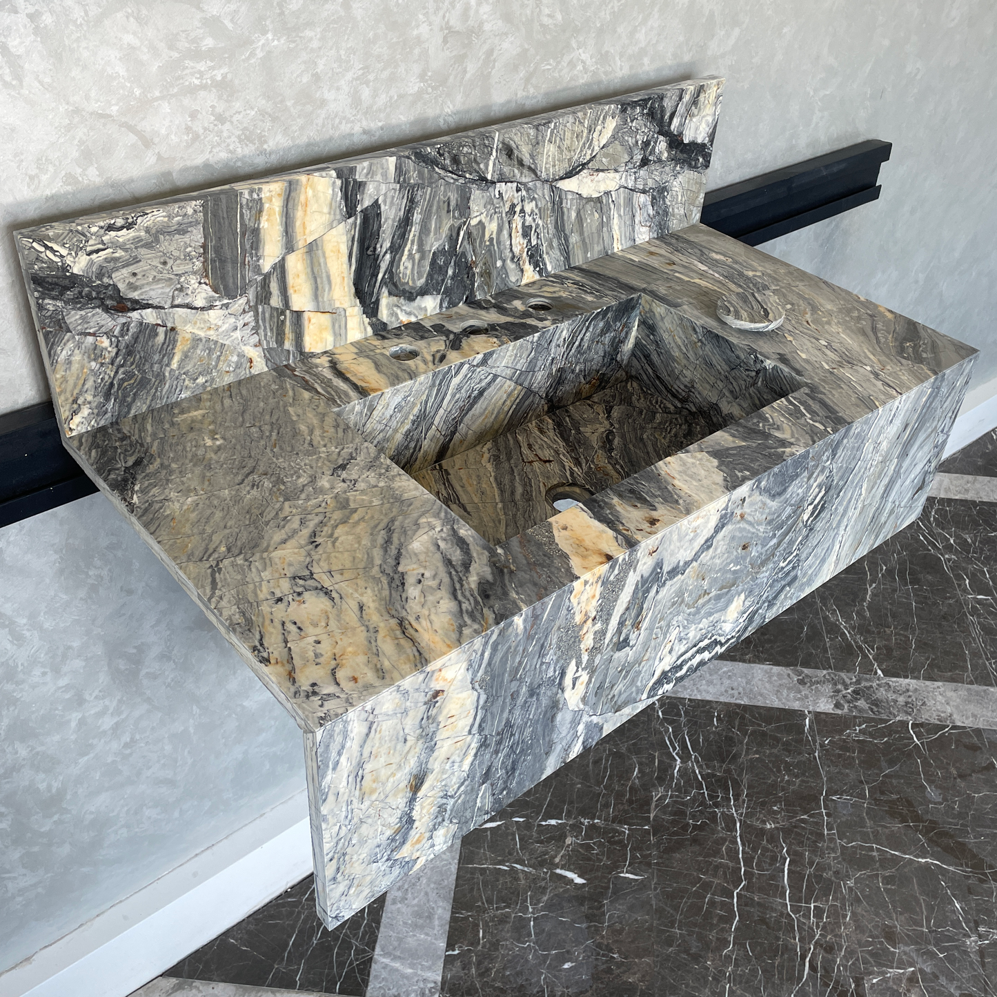 Handmade Vegas Blue Marble Sink: Custom Vanity Top (NS-073)