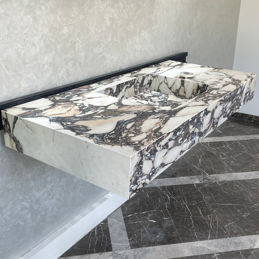 Handcrafted Calacatta Viola Porcelain Sink: Custom Vanity Top (ES-071)