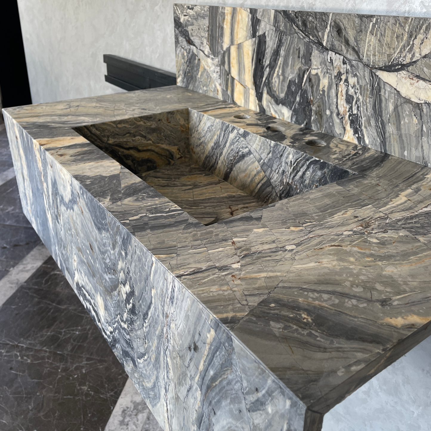 Handmade Vegas Blue Marble Sink: Custom Vanity Top (NS-073)