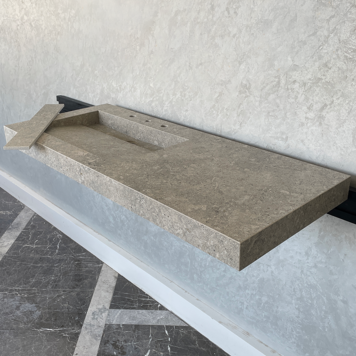 Handcrafted Custom Dekton Grigio Porcelain Bathroom Sink: Custom Vanity Top or Wall Mount (ES-043)