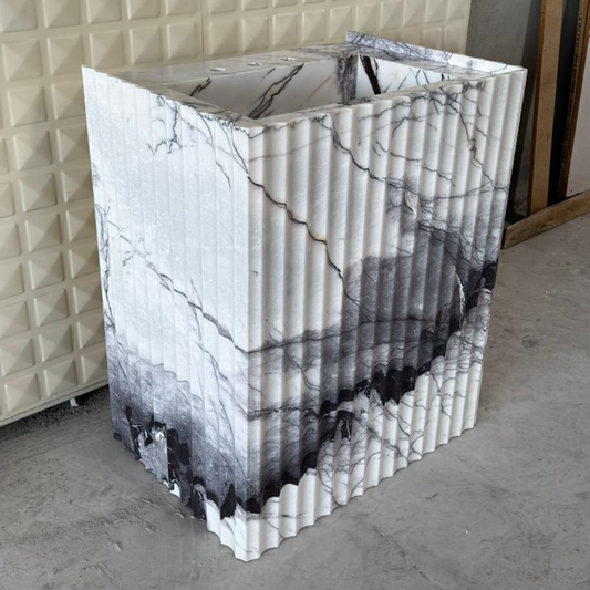 READY TO SHIP! Handcrafted Lilac Marble Pedestal Sink, Free-Standing Bathroom Vanity (NS-220)