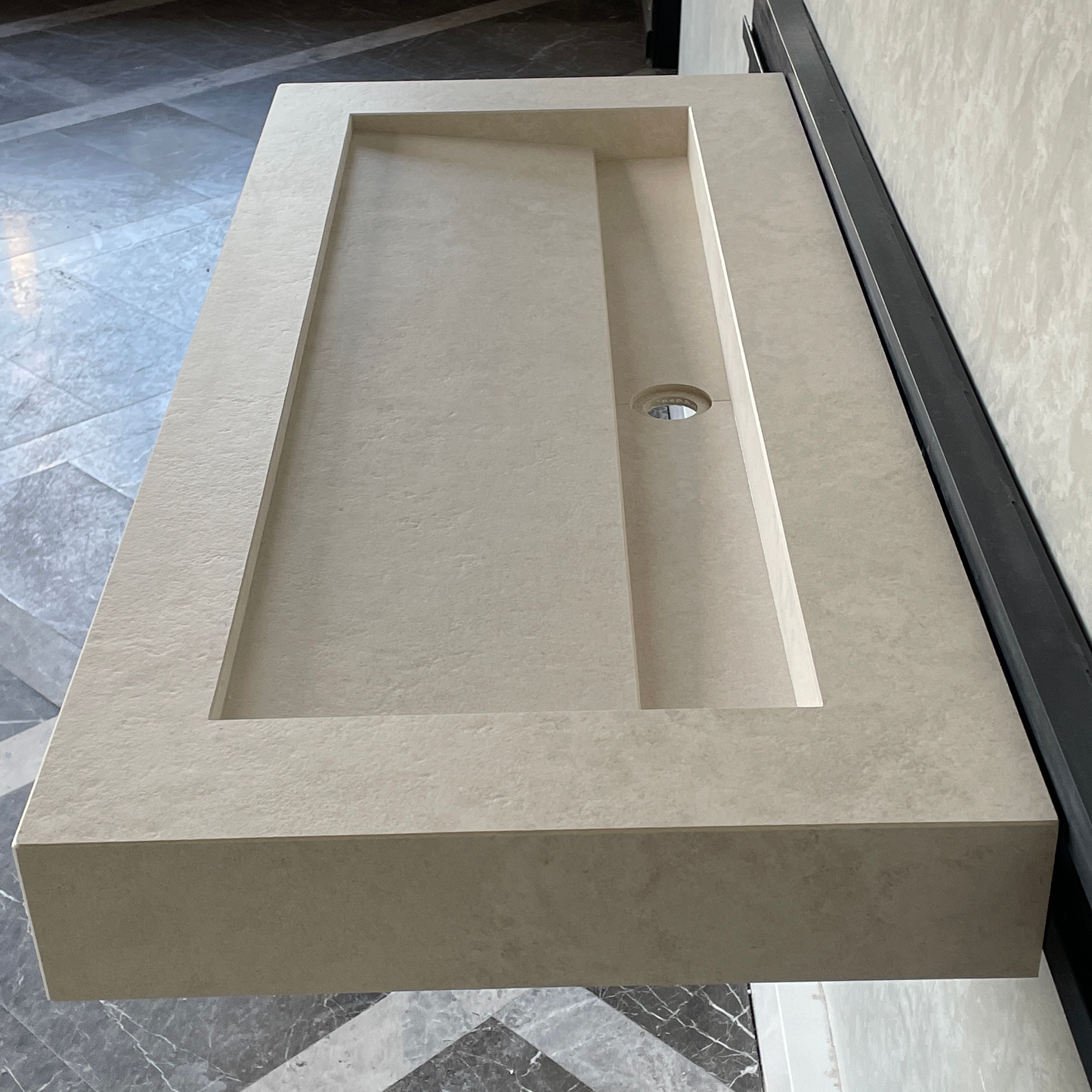 Handmade Infinity Chianca Di Ostuni Porcelain Sink: Marble Look, Custom Bathroom Vanity (ES-49)