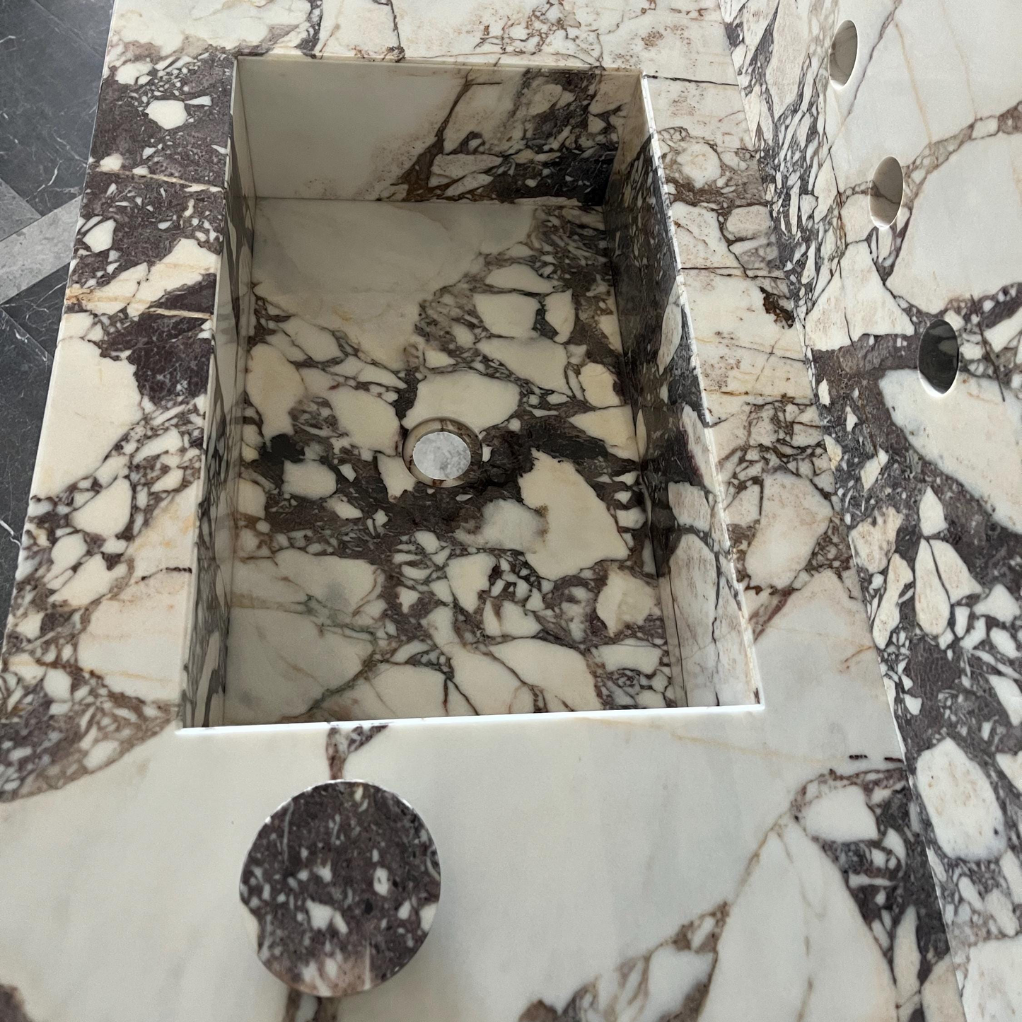 Handmade Calacatta Viola Marble Sink: Custom Natural Stone Bathroom Vanity (NS-055)