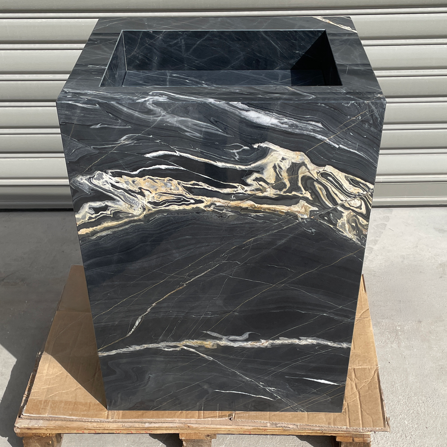 Handmade Nero Picasso Marble Pedestal Sink: Custom Bathroom Vanity (NS-155)