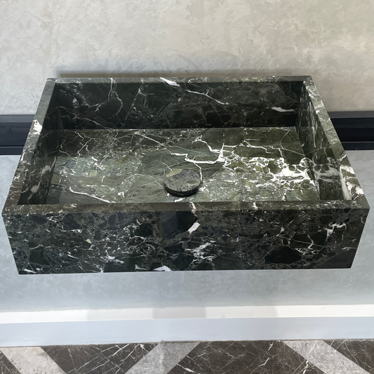 Handmade Teos Green Marble Sink: Custom Vanity Top (NS-043)