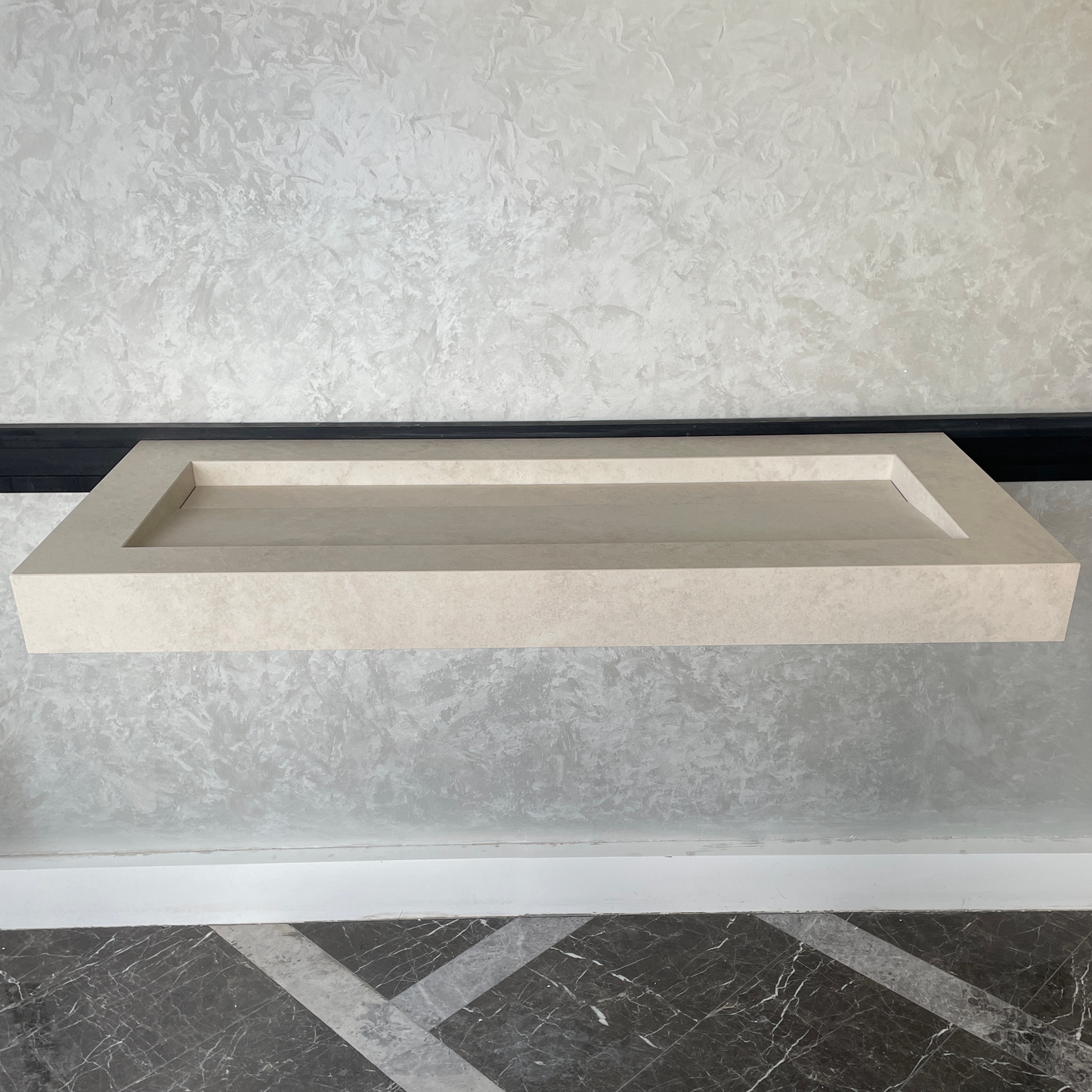 Handmade Infinity Chianca Di Ostuni Porcelain Sink: Marble Look, Custom Bathroom Vanity (ES-49)
